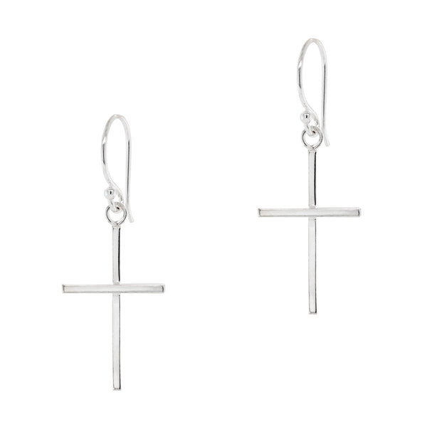 925 sterling silver crucifix cross hook earrings