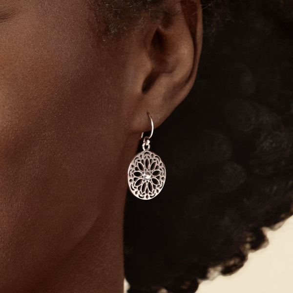 925 sterling silver mandala hook earrings