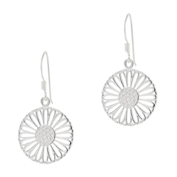 925 sterling silver daisy filigree hook earrings