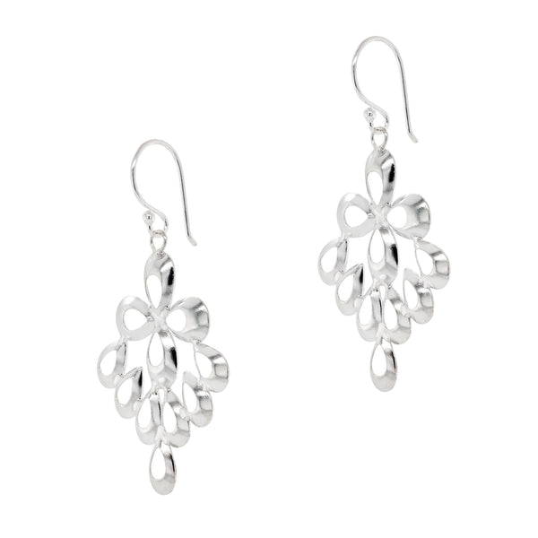925 sterling silver teardrop blossom hook earrings
