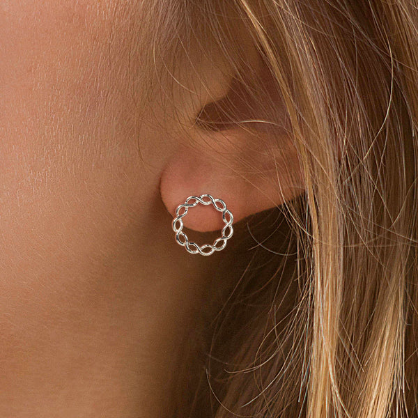 925 sterling silver infinity hoop stud earrings