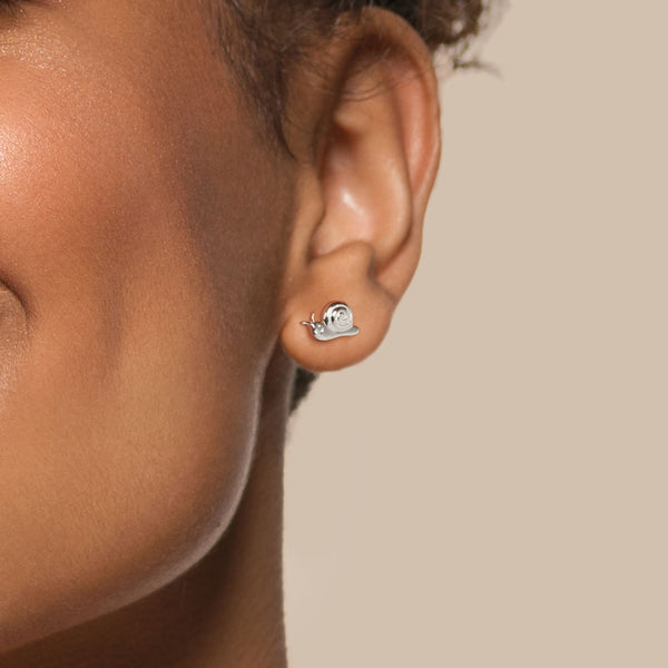 925 sterling silver snail stud earrings
