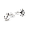 925 sterling silver anchor ships wheel stud earrings