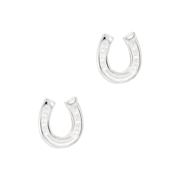 925 sterling silver good luck horseshoe stud earrings