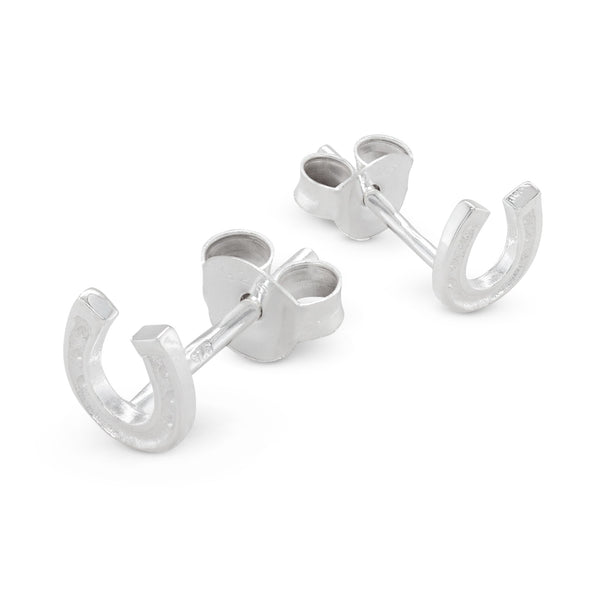 925 sterling silver good luck horseshoe stud earrings