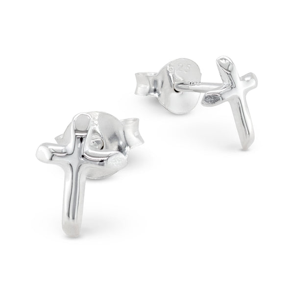 925 sterling silver crucifix cross stud earrings