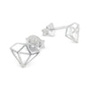 925 sterling silver diamond shape openwork stud earrings