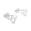 925 sterling silver diamond shape openwork stud earrings