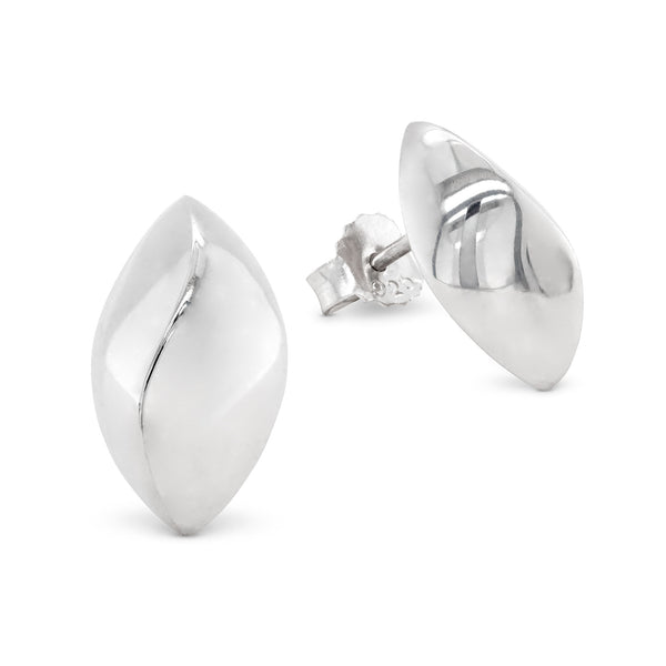 925 sterling silver oval pinch twist stud earrings