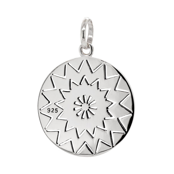 925 sterling silver ethnic sun mandala pendant back