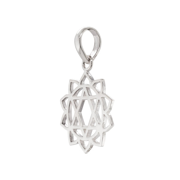 925 sterling silver heart chakra hook pendant