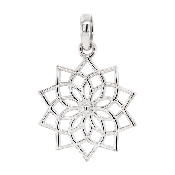 925 sterling silver open lotus flower pendant