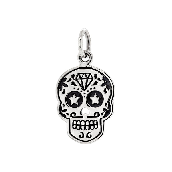 925 sterling silver sugar skull star eyes pendant