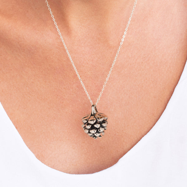 925 sterling silver pinecone pendant