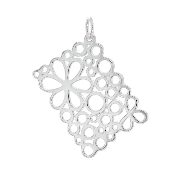 925 sterling silver rectangle flower hoops pendant