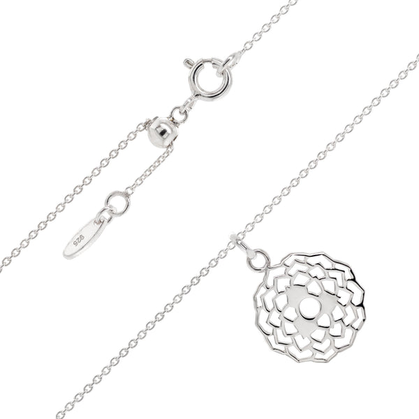 crown chakra silver pendant and 500mm adjustable chain necklace