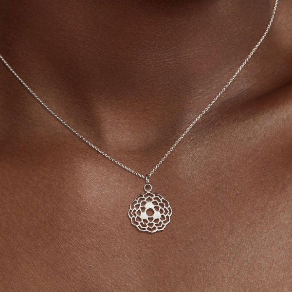 crown chakra silver pendant and 500mm adjustable chain necklace