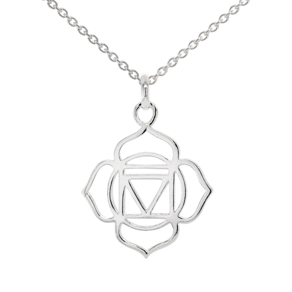 root chakra silver pendant and 500mm adjustable chain necklace