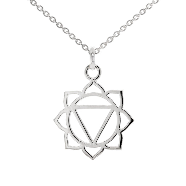 solar plexus chakra silver pendant and 500mm adjustable chain necklace