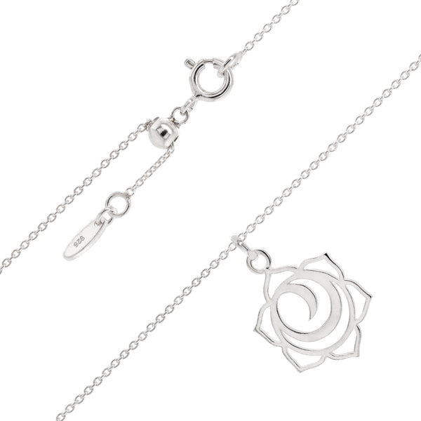sacral chakra silver pendant and 500mm adjustable chain necklace