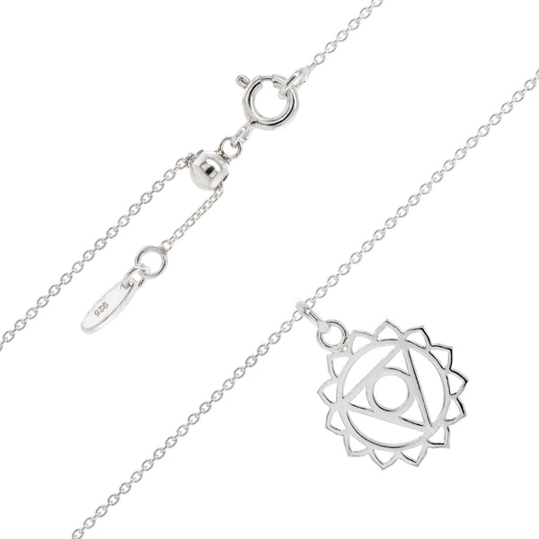 throat chakra silver pendant and 500mm adjustable chain necklace