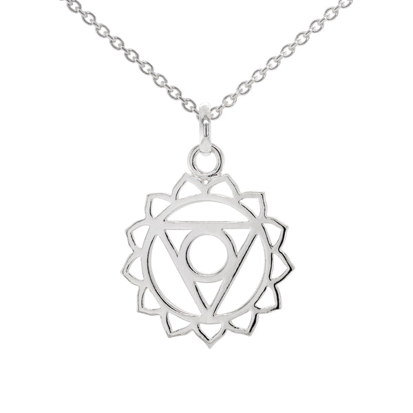 throat chakra silver pendant and 500mm adjustable chain necklace