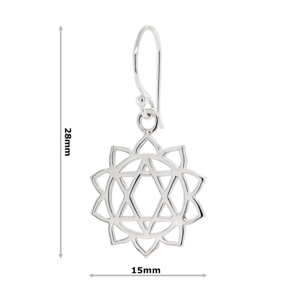 Heart Chakra Mandala Sterling Silver 925 Hook Earrings