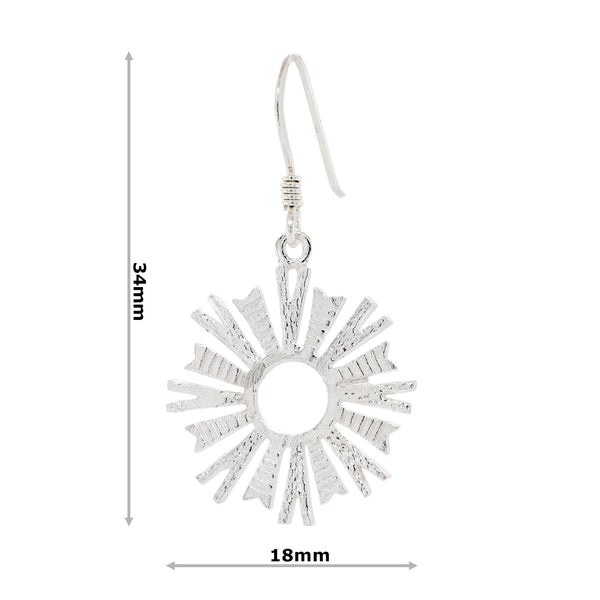 925 sterling silver star burst hook earrings