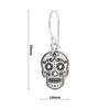 925 sterling silver sugar skull flower eyes hook earrings