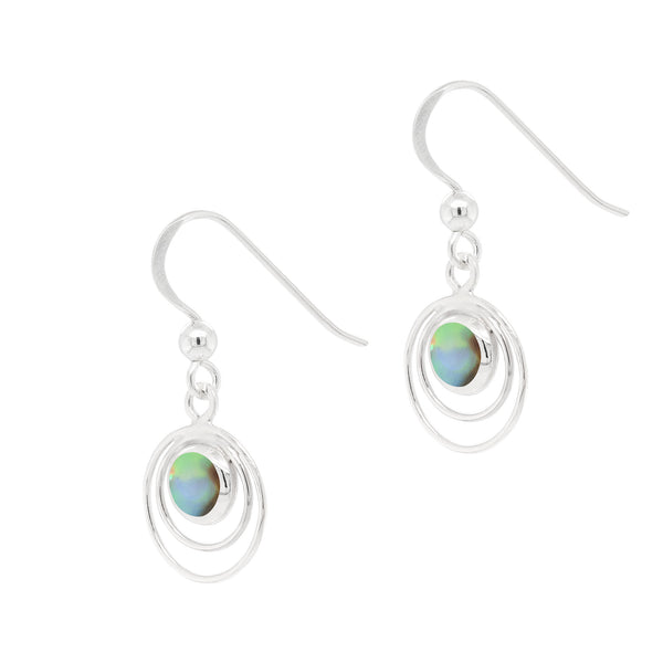 Shell Concentric Circular Rings Sterling Silver 925 Hook Earrings