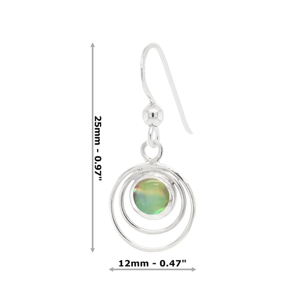 Shell Concentric Circular Rings Sterling Silver 925 Hook Earrings