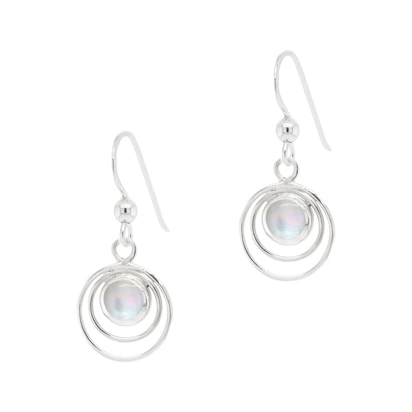 Shell Concentric Circular Rings Sterling Silver 925 Hook Earrings