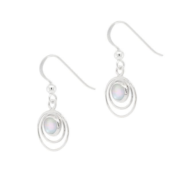 Shell Concentric Circular Rings Sterling Silver 925 Hook Earrings