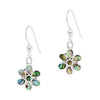 Flower Six Petal Abalone Shell Sterling Silver 925 Hook Earrings