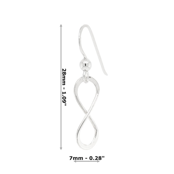 Infinity Symmetric Drop Sterling Silver 925 Hook Earrings