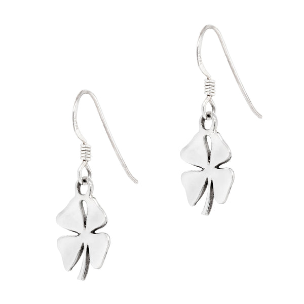 Four Leaf Clover Sterling Silver 925 Hook Earrings