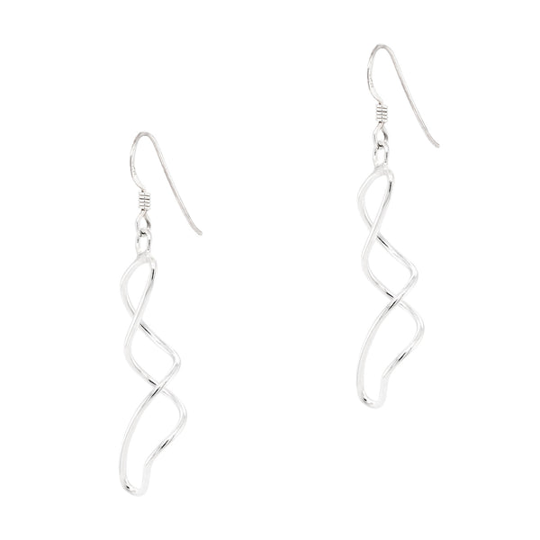 Double Twist Wirework Loop Sterling Silver 925 Hook Earrings