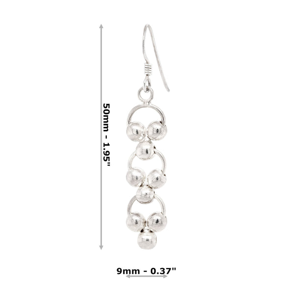 Triple Ring Trio Ball Sterling Silver 925 Hook Earrings