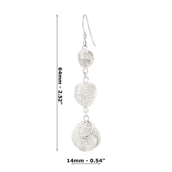 Triple Concentric Baskets Sterling Silver 925 Hook Earrings