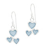 Trio Heart Coloured Shell Sterling Silver 925 Hook Earrings