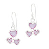 Trio Heart Coloured Shell Sterling Silver 925 Hook Earrings