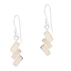 Triple Slanted Rectangle Coloured Shell Sterling Silver 925 Hook Earrings