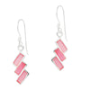 Triple Slanted Rectangle Coloured Shell Sterling Silver 925 Hook Earrings