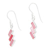 Triple Slanted Rectangle Coloured Shell Sterling Silver 925 Hook Earrings