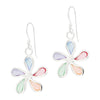 Five Petal Flower Coloured Shell Sterling Silver 925 Hook Earrings