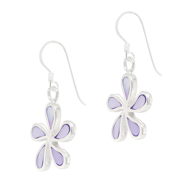 Five Petal Flower Coloured Shell Sterling Silver 925 Hook Earrings