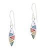 Almond Shaped Coloured Shell Sterling Silver 925 Hook Earrings