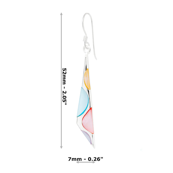 Triangle Wedge Coloured Shell Sterling Silver 925 Hook Earrings