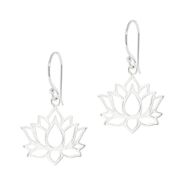 Lotus Flower Sterling Silver 925 Hook Earrings