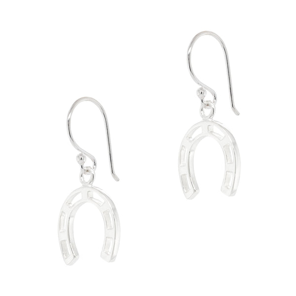 Horse Shoe Lucky Sterling Silver 925 Hook Earrings